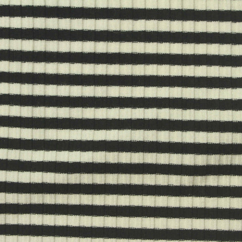 Black Horizontal-Stripe Rib Knit, Viscose
