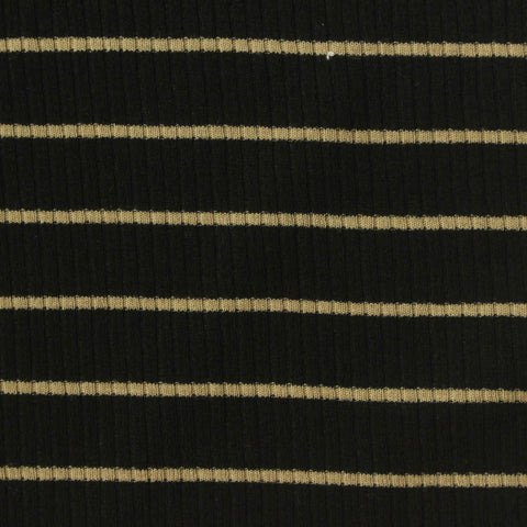 Beige Horizontal-Stripe Rib Knit, Viscose