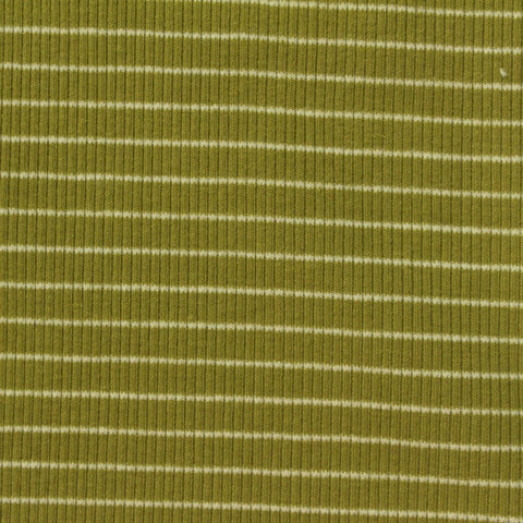 Olive Horizontal-Stripe Rib Knit, Cotton