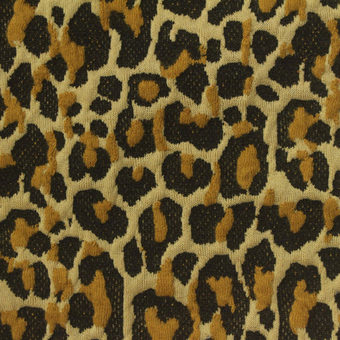 Beige Leopard Interlock Knit, Poly-Cotton