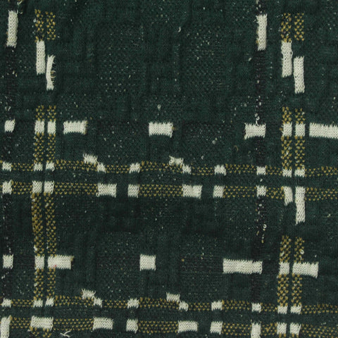 Dark Green Plaid Interlock Knit, Polyester