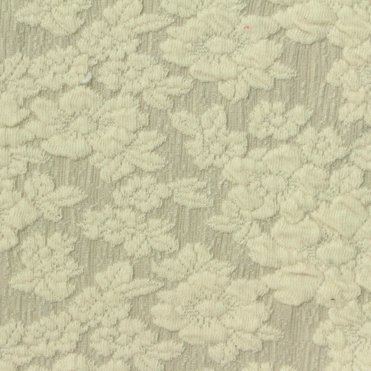 Cream Floral Interlock Knit, Cotton-Poly