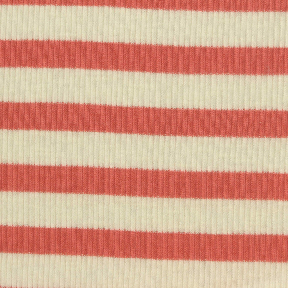 Striped Slub Cotton Polyester Stretch Rib Knit Fabric, 190 gsm, 124 cm — Red