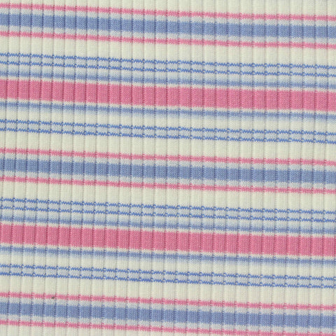 Pink Stripes Rib Knit, Viscose