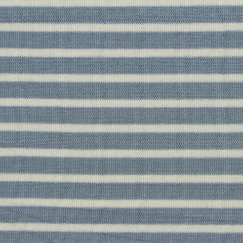 Striped Modal Polyester Stretch Jersey Knit Fabric, 160 gsm, 142 cm — Blue