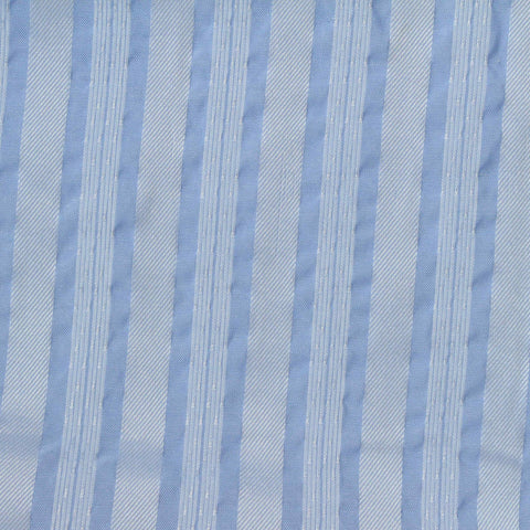 Light Blue Vertical-Stripe Jacquard, Viscose-Poly