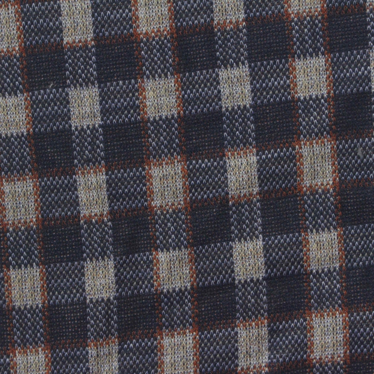 Navy Check Interlock Knit, Polyester