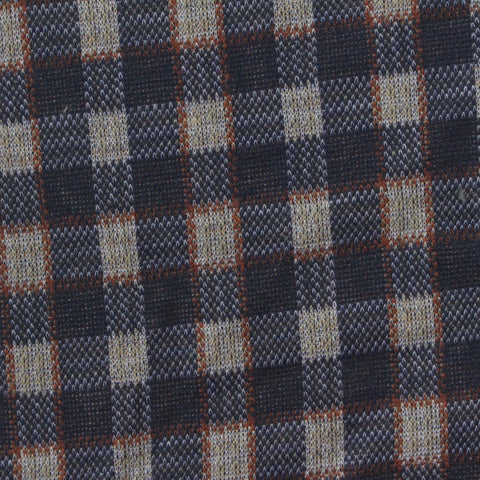 Navy Check Interlock Knit, Polyester