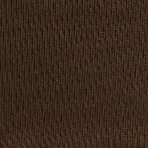 Brown Ribbed Rib Knit, Poly-Cotton