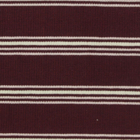 Maroon Stripes Rib Knit, Viscose