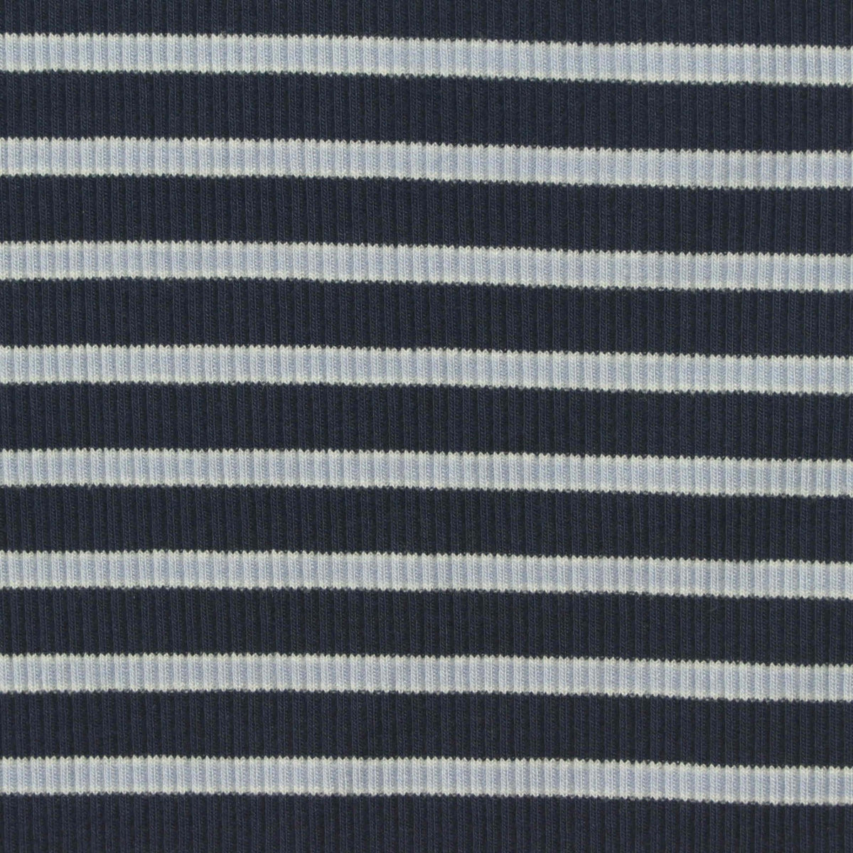 Dark Navy Horizontal-Stripe Rib Knit, Viscose