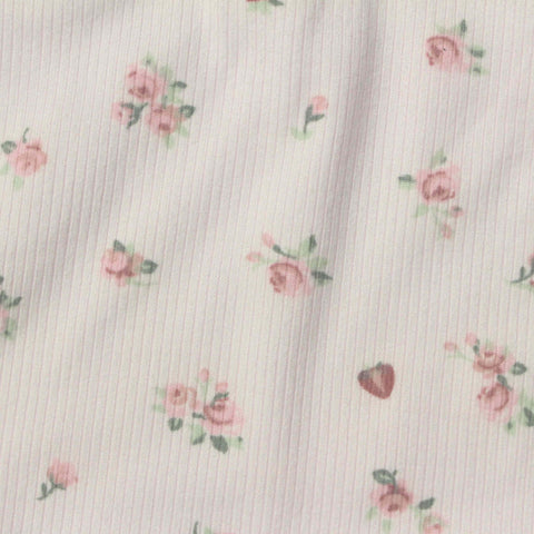 Pink Floral Rib Knit, Polyester