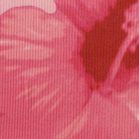 Pink Floral Rib Knit, Viscose