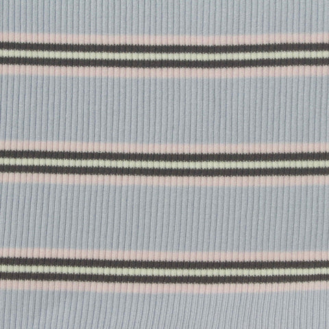 Pink Stripes Rib Knit, Viscose