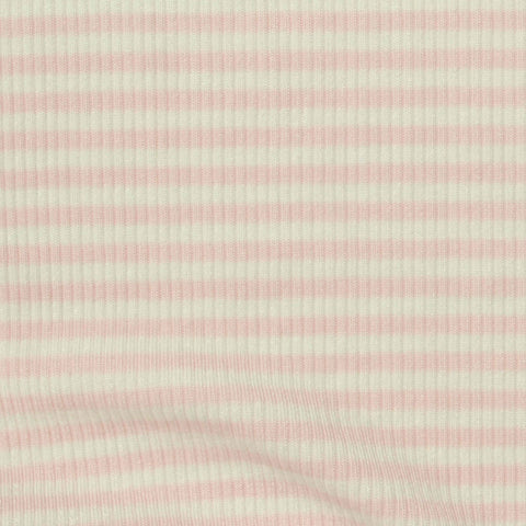 Light Pink Horizontal-Stripe Rib Knit, Viscose