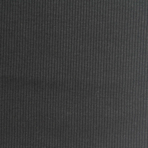 Cotton Polyester Stretch Rib Knit Fabric, 345 gsm, 125 cm — Black