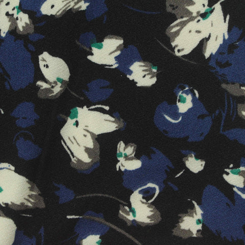 White Flowers Linen-Look, Polyester