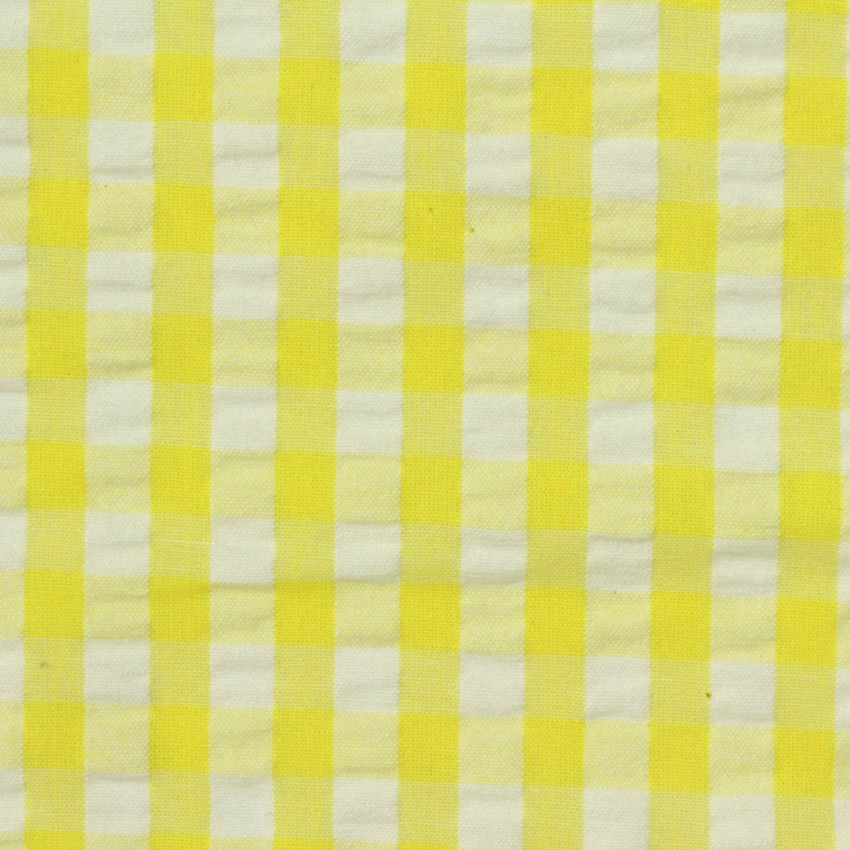 Yellow Gingham Seersucker, Cotton-Poly