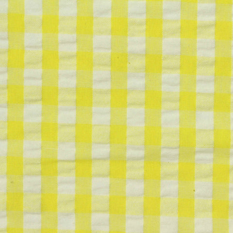 Yellow Gingham Seersucker, Cotton-Poly