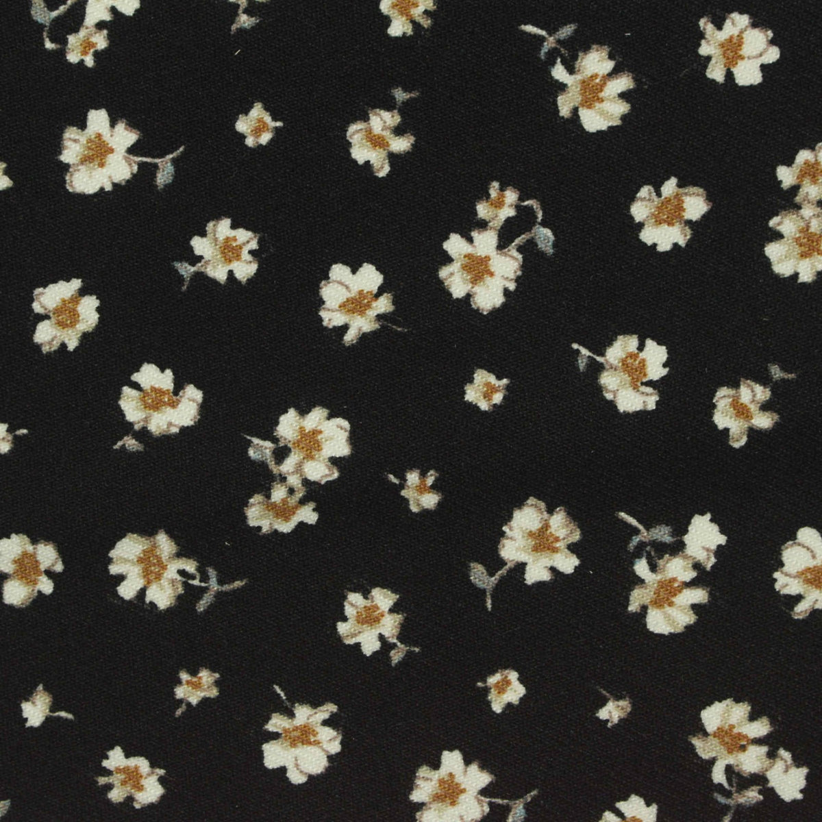 Printed Viscose Nylon Stretch Twill Fabric, 284 gsm — Black