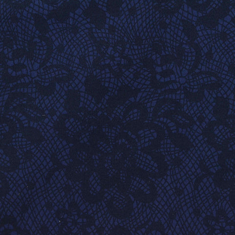 Printed Cotton Stretch Sateen Fabric, 209 gsm — Navy