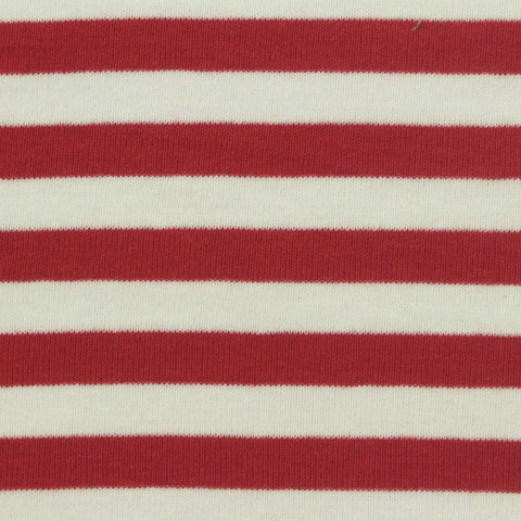 Red Horizontal-Stripe Rib Knit, Cotton