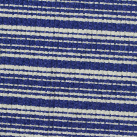 Blue Horizontal-Stripe Rib Knit, Polyester