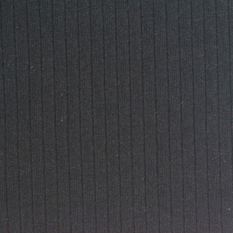 Polyester Cotton Stretch Rib Knit Fabric, 250 gsm — Black