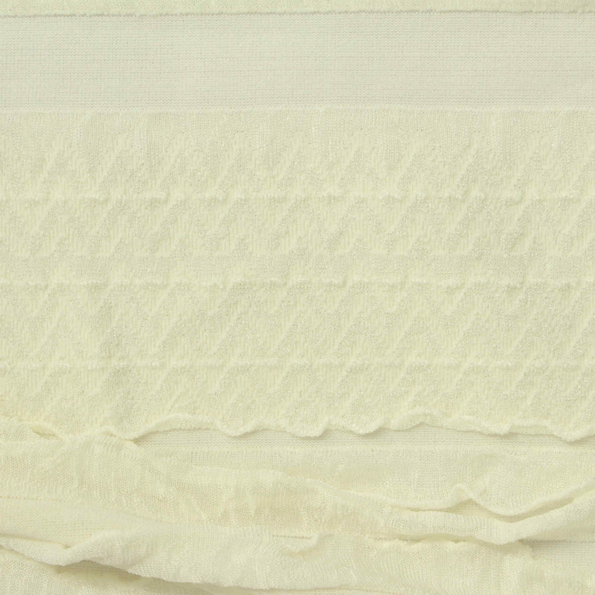 White Geometric-Band Jersey Knit, Polyester
