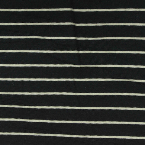 Off-White Horizontal-Stripe Jersey Knit, Modal-Cotton
