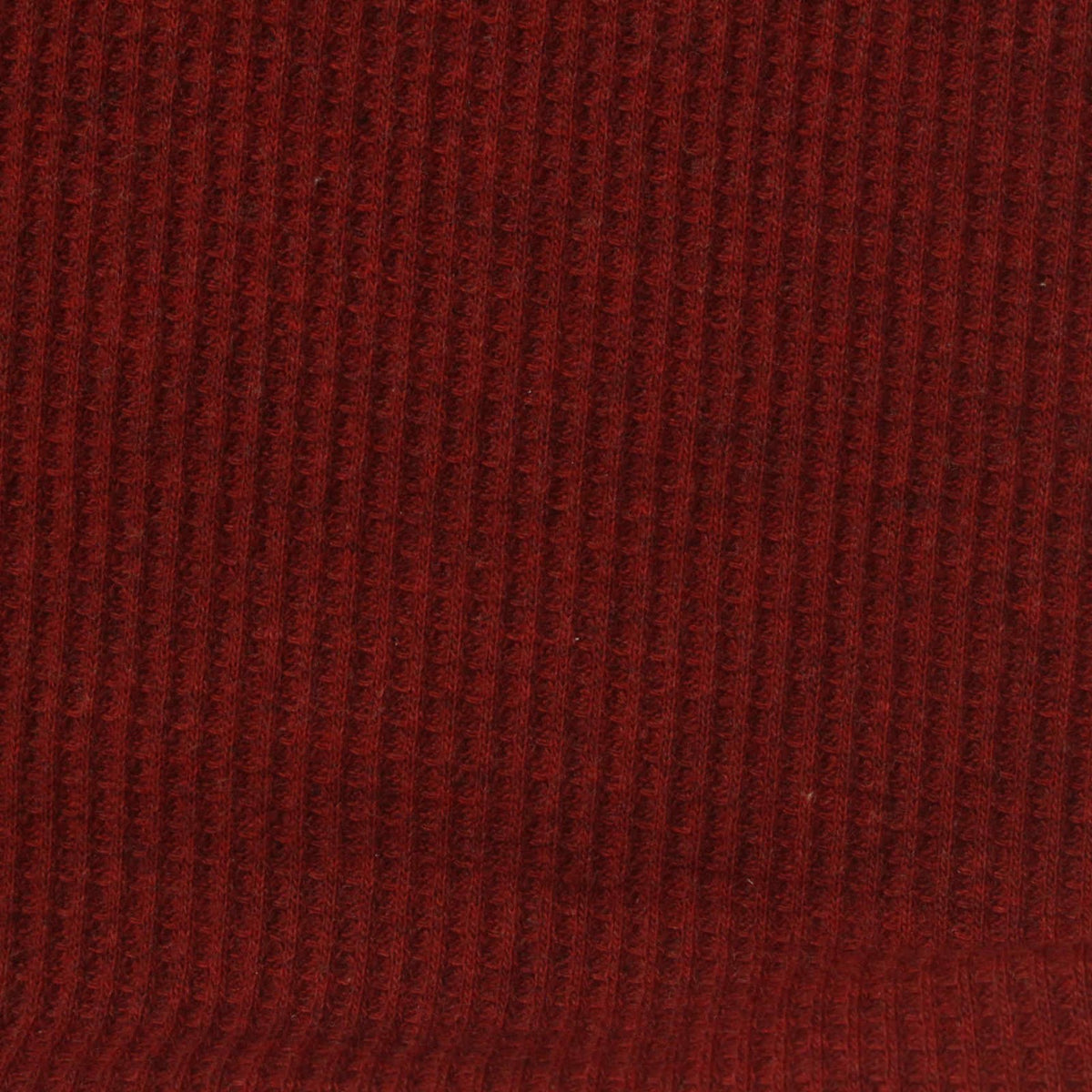 Dark Red Ribbed Waffle Knit, Cotton-Poly