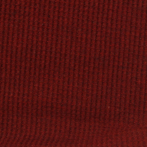 Dark Red Ribbed Waffle Knit, Cotton-Poly