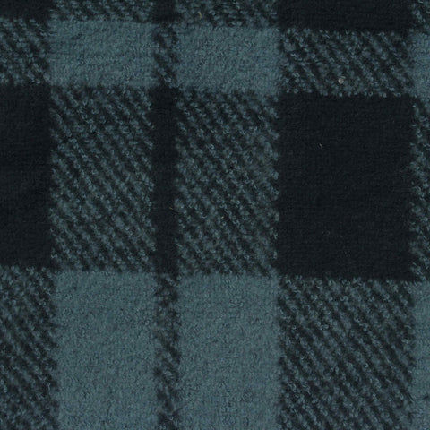Dark Green Plaid French Terry, Cotton-Poly