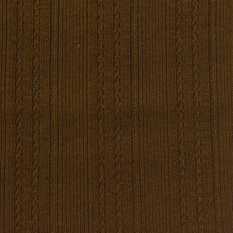 Brown Ribbed Chunky Knit, Poly-Cotton