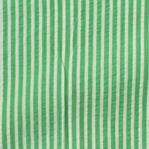 Green Vertical-Stripe Woven, Poly-Cotton