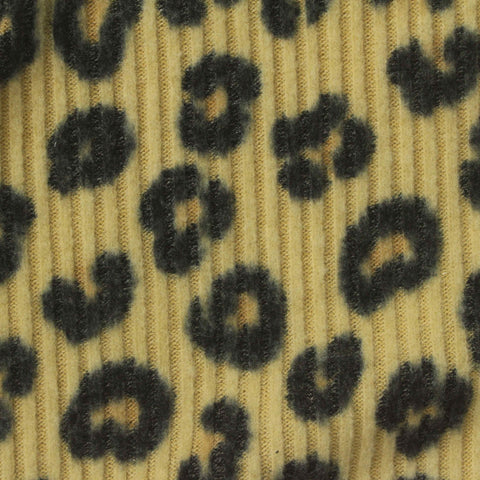 Black Leopard Rib Knit, Polyester