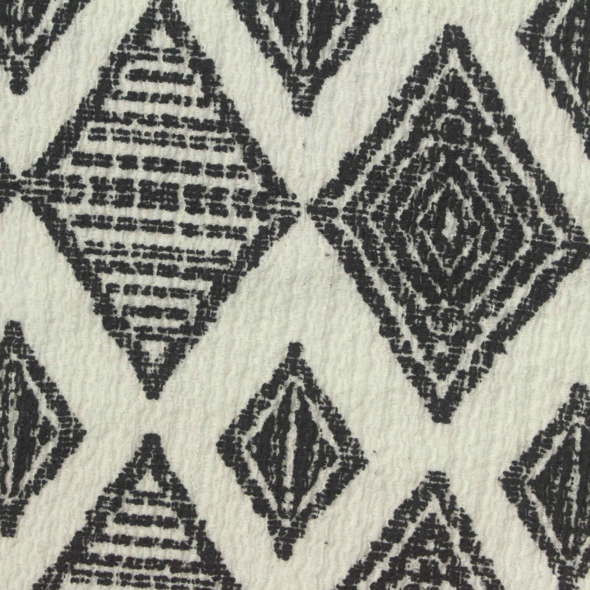 Black Geometric-Ikat Crepe, Polyester