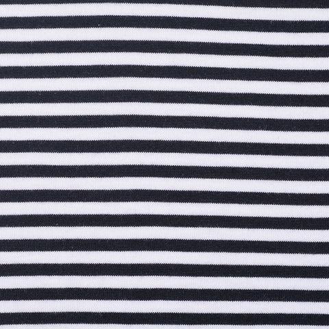 Black Horizontal-Stripe Jersey Knit, Viscose-Cotton