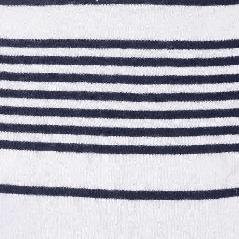 Navy Horizontal-Stripe Jersey Knit, Linen-Cotton