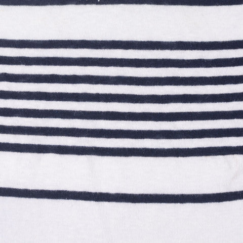 Navy Horizontal-Stripe Jersey Knit, Linen-Cotton
