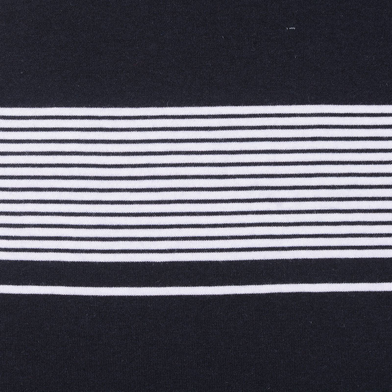 Black Horizontal-Stripe Jersey Knit, Cotton-Modal, 160 gsm