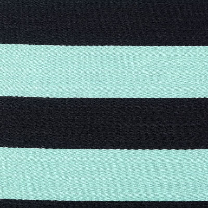 Black Horizontal-Stripe Jersey Knit, Viscose, 152 gsm