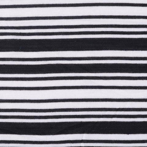 Black Horizontal-Stripe Jersey Knit, Poly-Viscose, 140 gsm