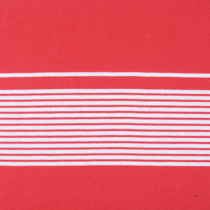 White Horizontal-Stripe Jersey Knit, Cotton-Modal