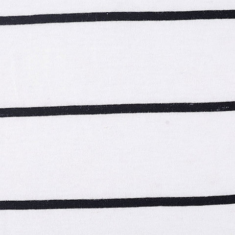 Black Horizontal-Stripe Jersey Knit, Cotton, 131 gsm