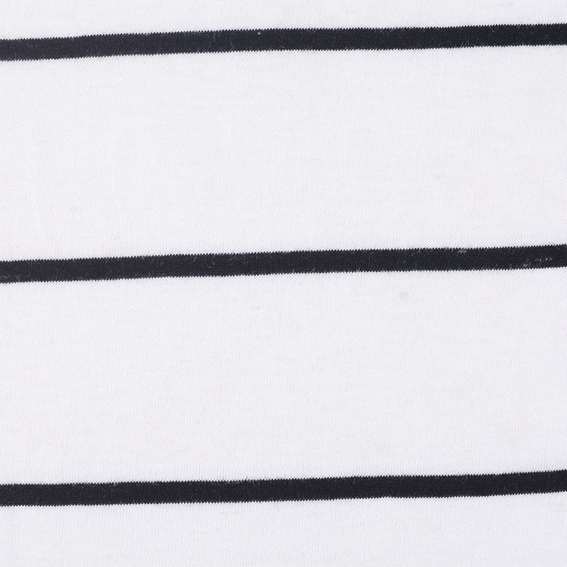 Black Horizontal-Stripe Jersey Knit, Cotton, 131 gsm