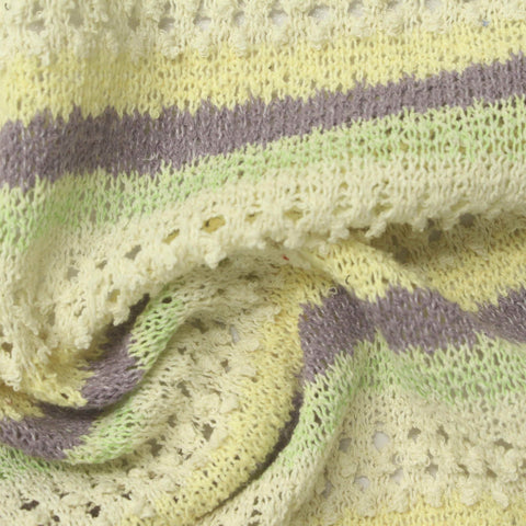 Grey Horizontal-Stripe Chunky Knit, Polyester, 289 gsm