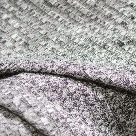 Heathered Grey Marl Rib Knit, Poly-Viscose, 190 gsm