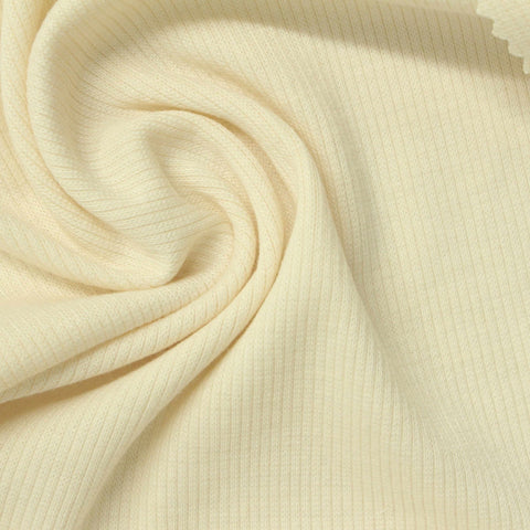 Polyester Cotton Stretch Rib Knit Fabric, 267 gsm, 130 cm — Yellow