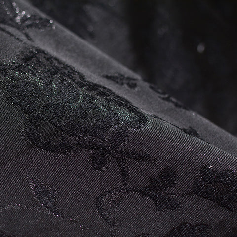 Black Tone-on-Tone Floral Jacquard, Polyester, 240 gsm
